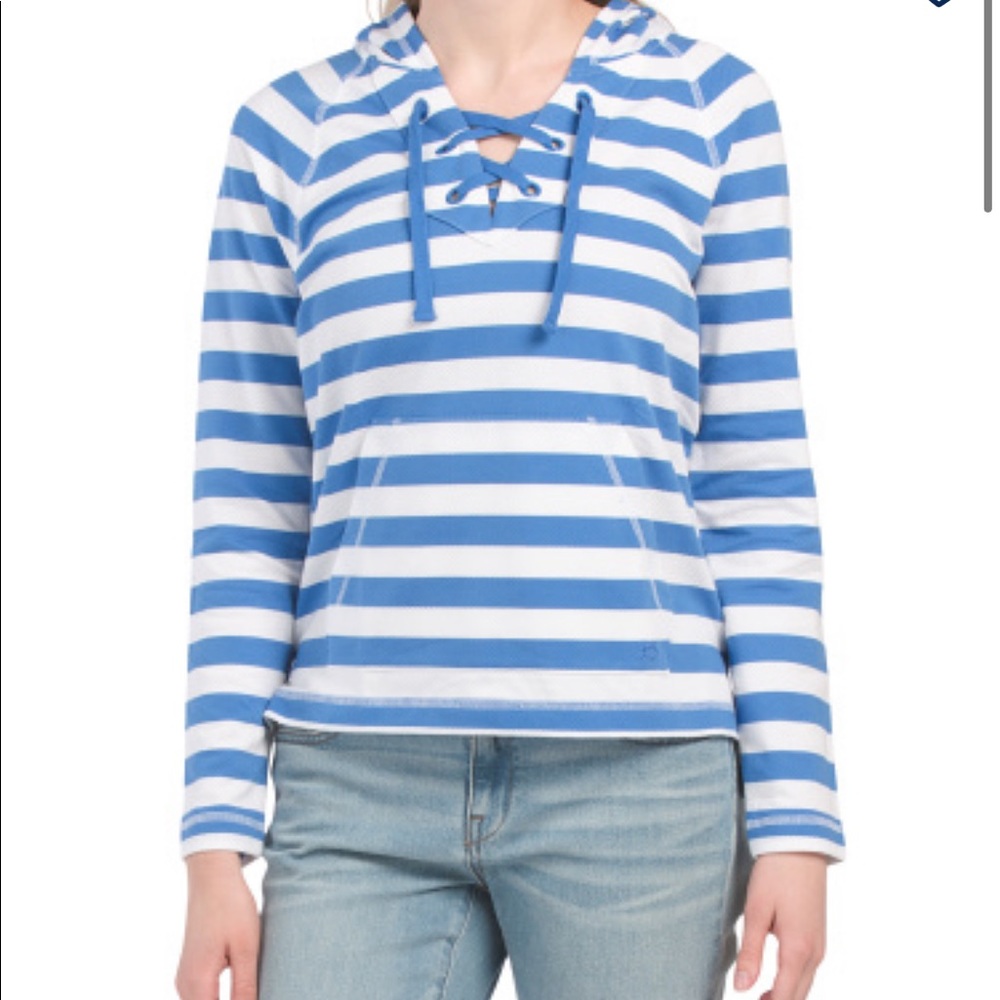 🌊 Southern Tide Blue & White Striped Hoodie – NWT – M 🌊